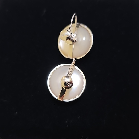 Vintage 14K White Gold MABE PEARL NON-PIERCED EARRINGS - Picture 11 of 17